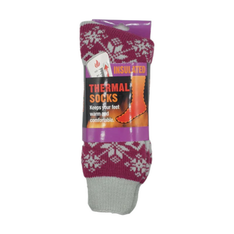 Thermal Socks 2-8 Purple Snowflakes