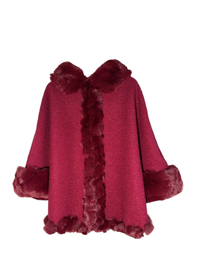 Teddy Fur Trim Poncho