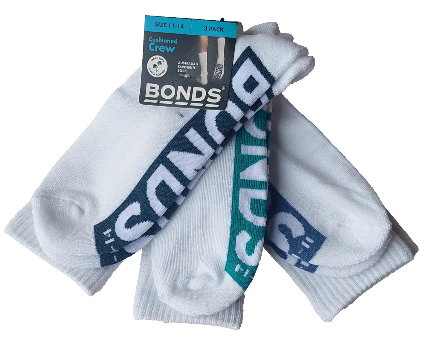 Bonds Cushion Crew Socks 3 Pair Pack