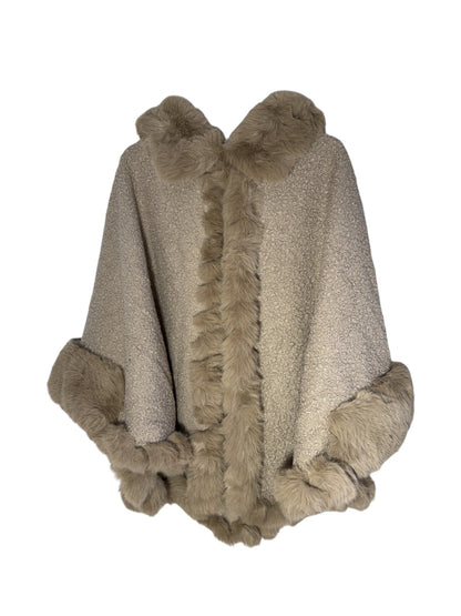 Teddy Fur Trim Poncho