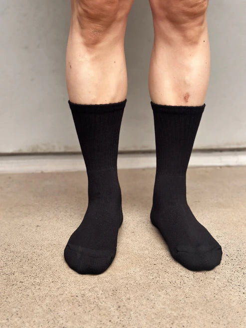 Non-fluffing Bamboo Cushion Foot Crew Sport Socks -Seamless