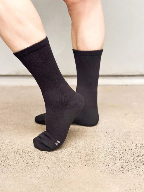 Non-fluffing Bamboo Cushion Foot Crew Sport Socks -Seamless