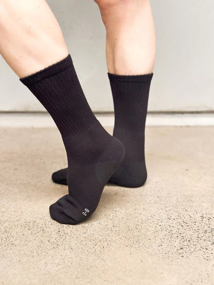 Non-fluffing Bamboo Cushion Foot Crew Sport Socks -Seamless