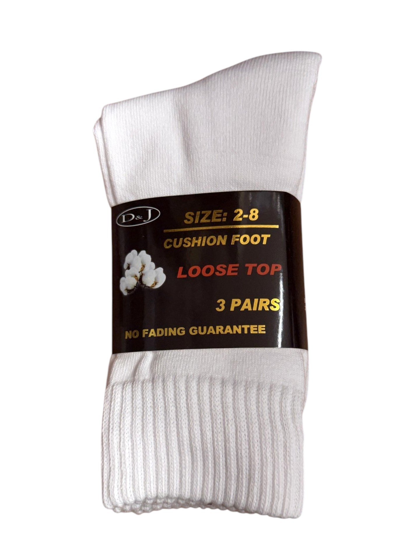 Pure Cotton Pillow Foot Mid Weight Crew Length Socks 3 Pair Pack