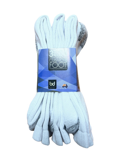 Pack of light blue socks with a brand label on a white background