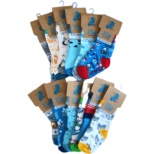 Children Fashion Crew Socks 12 Pair Pack 1-3 Boys