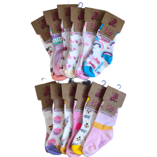 Children Fashion Crew Socks 12 Pair Pack 1-3 Girls