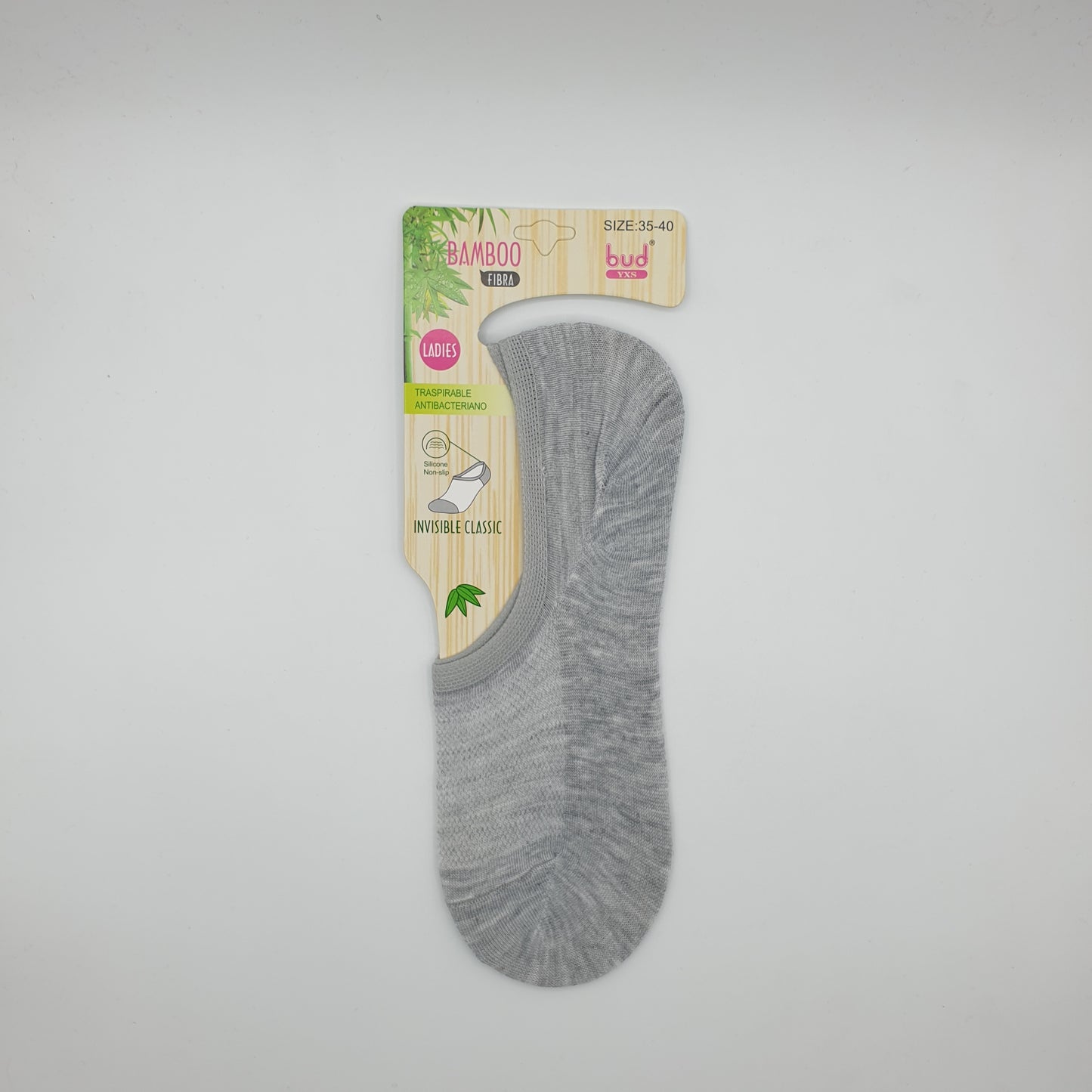 Bamboo Fibra Footlets 2-8 Grey