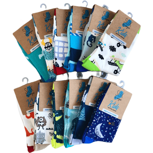 Children Fashion Crew Socks 12 Pair Pack 5-8 Boys