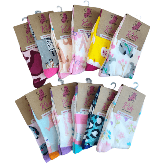 Children Fashion Crew Socks 12 Pair Pack 9-12 Girls