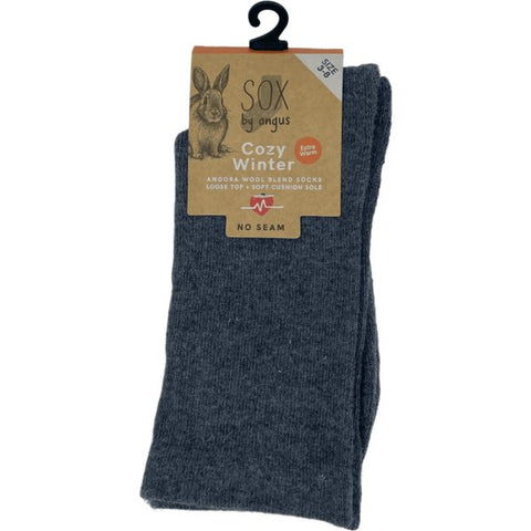 Angora Wool Blend Cushion Sole Loose Top Socks 6-11 Charcoal