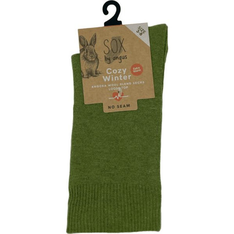 Angora Wool Blend Loose Top Socks 2-8 Khaki