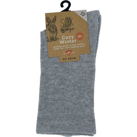 Angora Wool Blend Cushion Sole Loose Top Socks 6-11 Light Grey