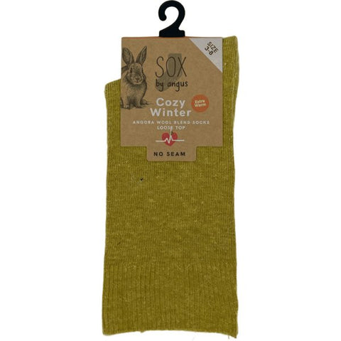 Angora Wool Blend Loose Top Socks 6-11 Mustard