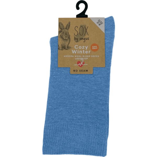 Angora Wool Blend Loose Top Socks 2-8 Sky Blue