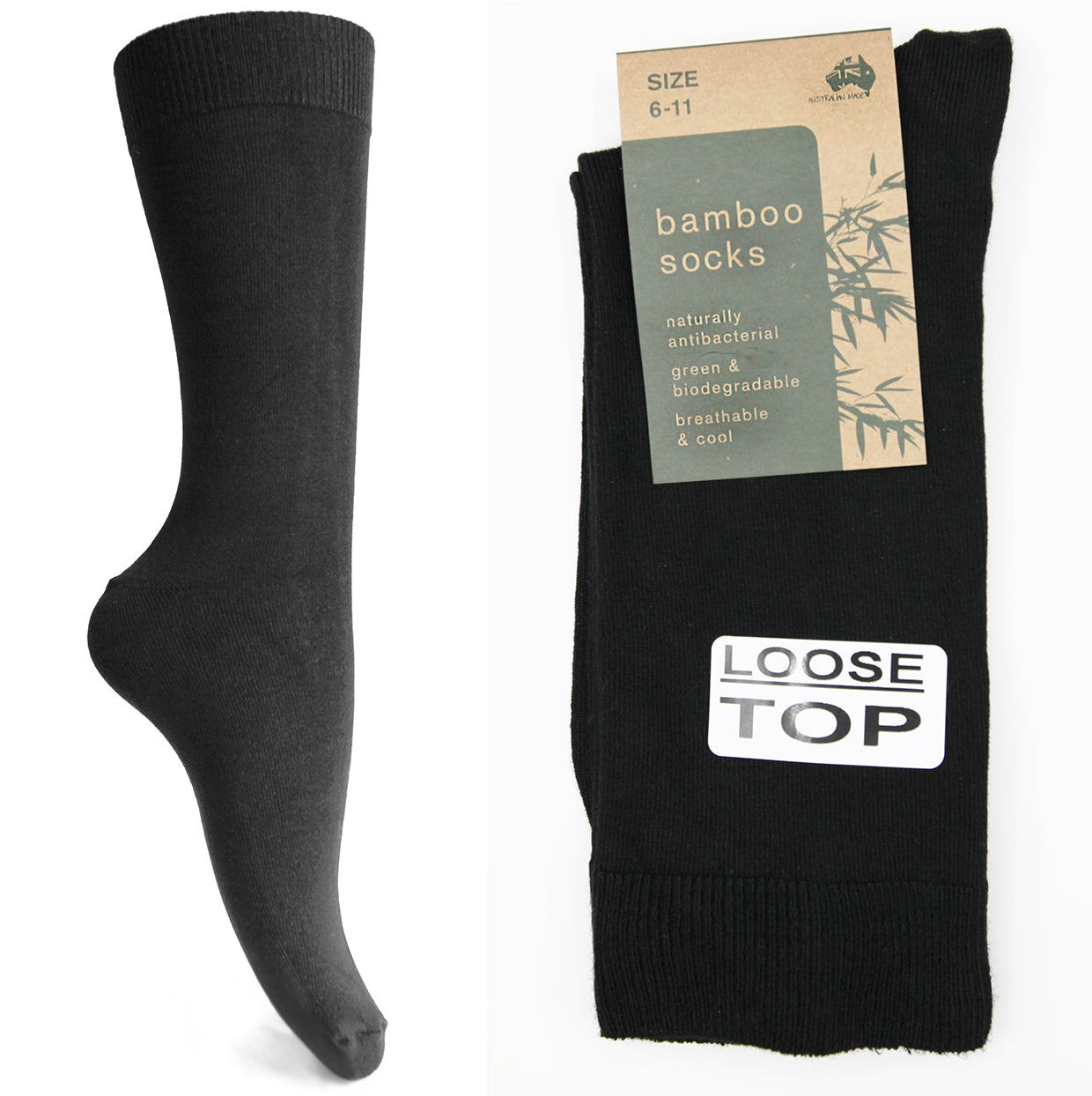 Loose Top Australian Made Bamboo Dress Socks