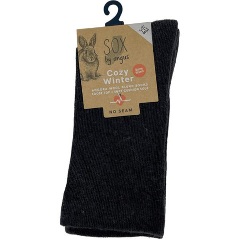 Angora Wool Blend Cushion Sole Loose Tops Socks 3-8 Brown