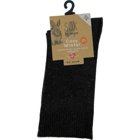 Angora Wool Blend Loose Top Socks 2-8 Brown