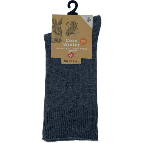 Angora Wool Blend Loose Top Socks 6-11 Charcoal