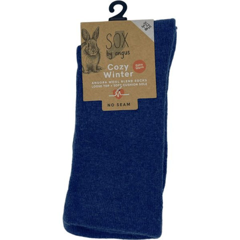 Angora Wool Blend Cushion Sole loose Top Socks 3-8 Denim