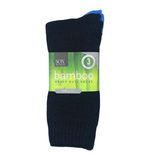 Bamboo Heavy duty 3 Pair pack 11-14 Black/Light Blue Foot