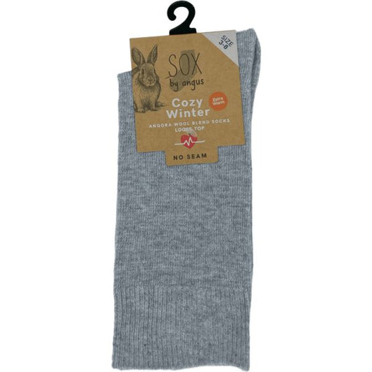 Angora Wool Blend Loose Top Socks 6-11 Light Grey