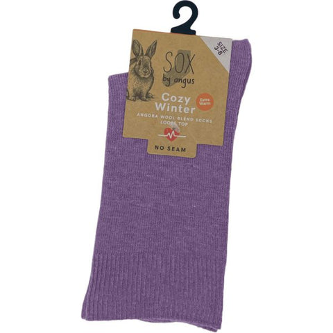 Angora Wool Blend Loose Top Socks 6-11 Purple
