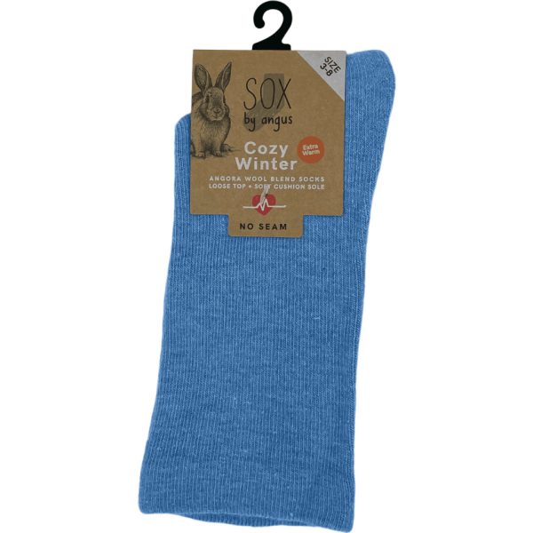 Angora Wool Blend Cushion Sole Loose Top Socks 3-8 Sky Blue